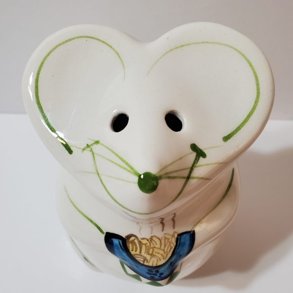 Vintage 1998 Laurie Gates Hand Painted Ceramic Mouse Parmesan Cheese Shaker - Picture 2 of 12